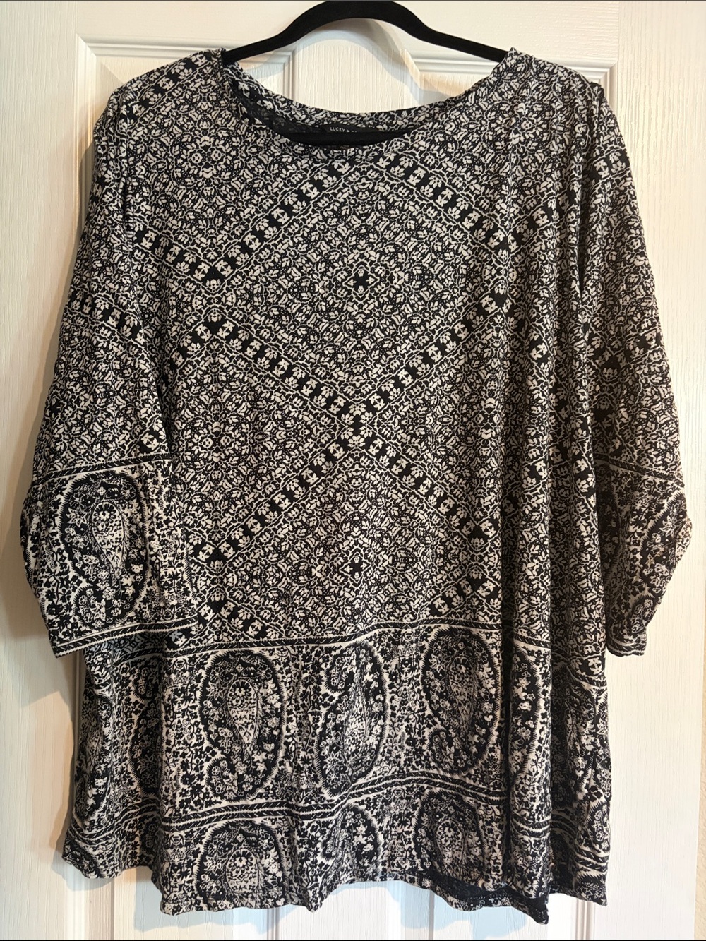 Lucky Brand Black and White Printed Tunic Top